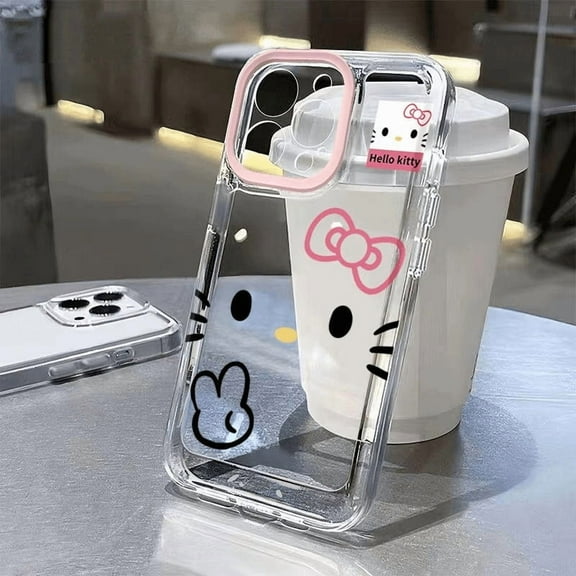 Cartoon Hello Kitty Transparent Phone Case for IPhone 17 16 15 14 13 12 11 Full Case Xmas Gifts