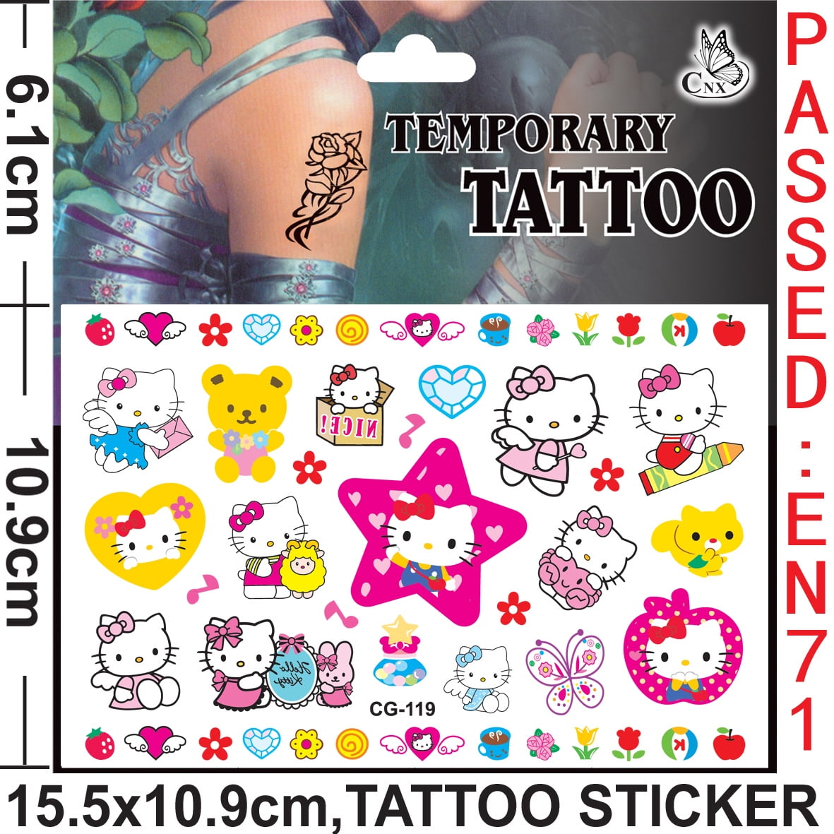 Cartoon Hello Kitty Waterproof Temporary Tattoo Sticker Children ...