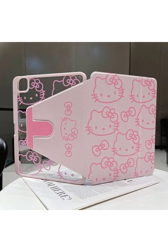 Cartoon Hello Kitty iPad Case Cute Acrylic With Pen Slot Cover