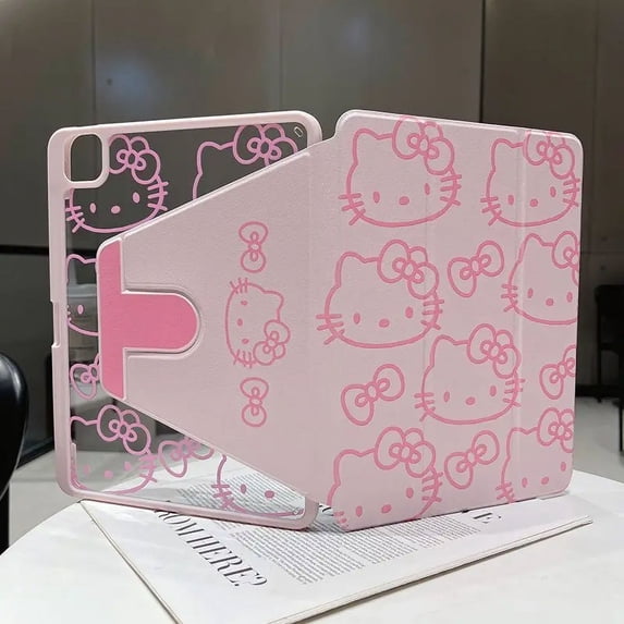 Cartoon Hello Kitty iPad Case Cute Acrylic With Pen Slot Cover