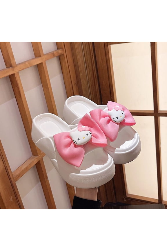 Cartoon Hello Kittys Slippers Kawaii Summer Indoor Casual Beach Sandals Thick Bottom