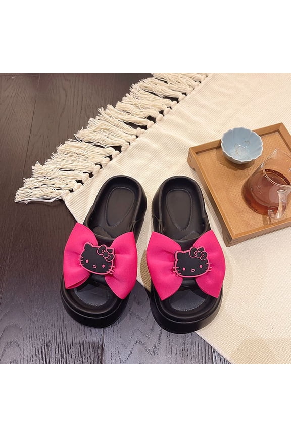 Cartoon Hello Kittys Slippers Kawaii Summer Indoor Casual Beach Sandals Thick Bottom