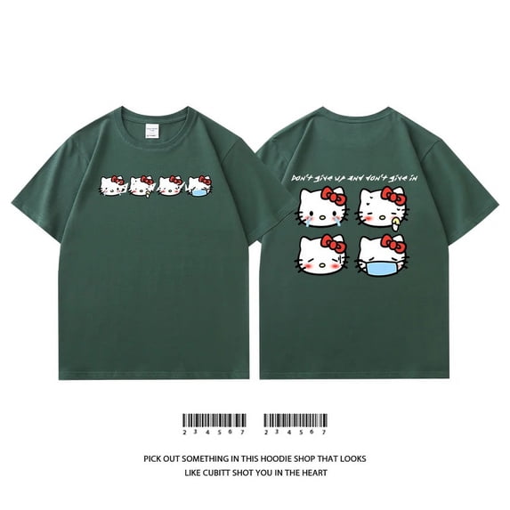 Cartoon Hellokitty Short-Sleeved T-shirt Boys And Girls Children's clothing Family Dress 2024 Summer New Fashion Brand Tops