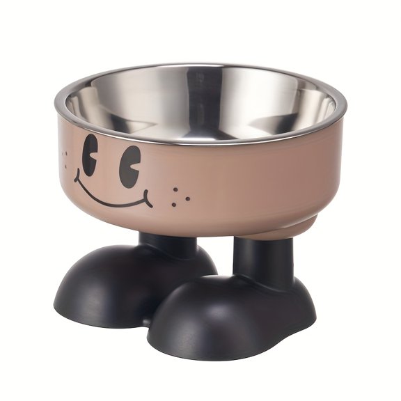 Cartoon High-Footed Cat Bowl with a Smiling Face, Designed to Prevent Tipping And Protect Against Cervical Spine Issues for Pets, Suitable for Dogs And Cats, Without Battery