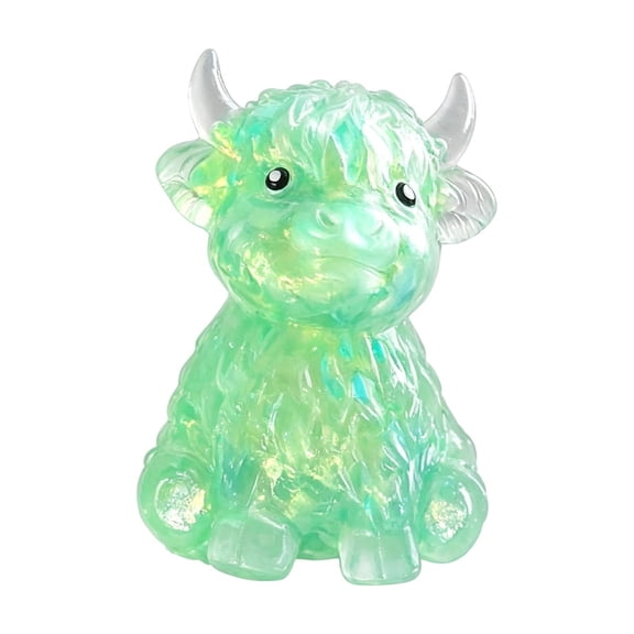 Cartoon Highland Cow Resin Figurine, Cute Sitting Animal Mini Ornament, Textured Decor Piece for Desktop Car Interior Micro Landscape Creative Gift