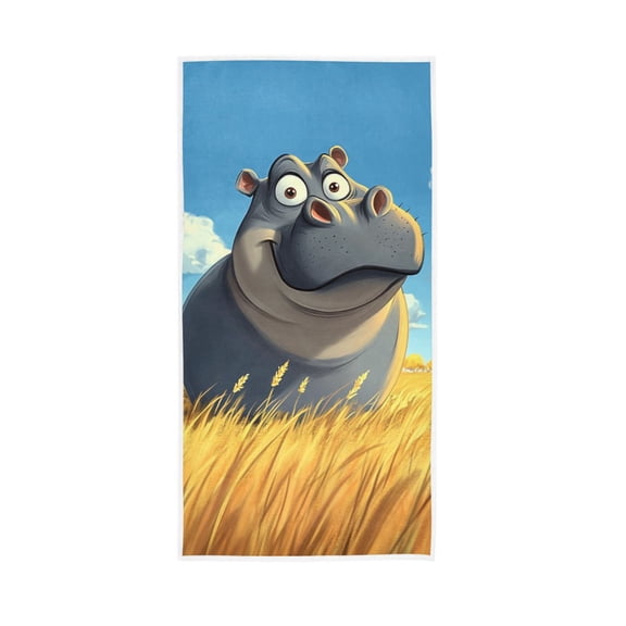 Cartoon Hippo Face Towel Absorbent Hand Towels Bath Sport Gym