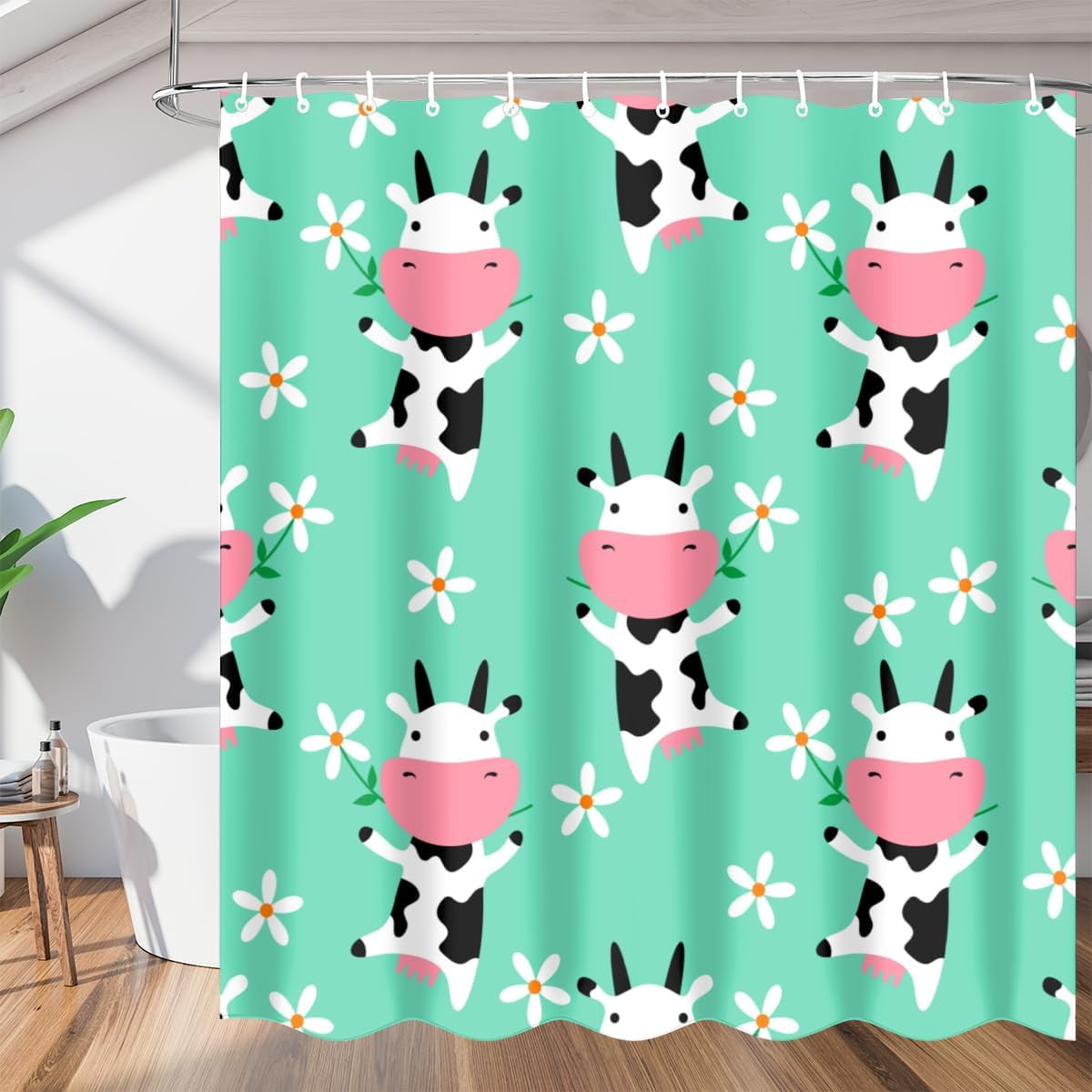 Hippo Cute Pattern Print Bathroom Shower Curtain