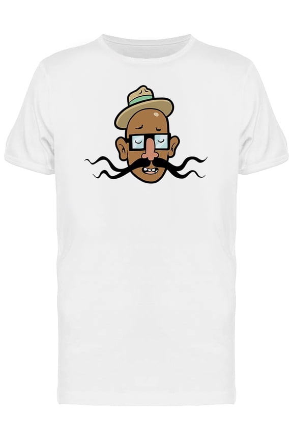 Cartoon Hipster With Mustache Tee Men's -Image by Shutterstock