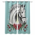 thumbnail image 1 of Cartoon Horse Blackout Curtains for Bedroom Living Room Darkening Curtains 90 Inch Modern Minimalist Animals Flower Plant Green Black Out Window Curtain Privacy Window Treatment Drapes 52"x90"x2, 1 of 9