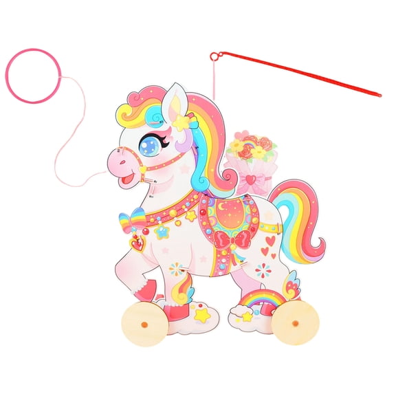 Cartoon Horse DIY Handhled Paper Lanterns Hanging Cartoon Lanterns for Lunar New Year Spring Festival Decoration Gifts,D