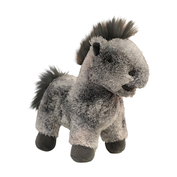 Cartoon Horse Toy Zodiac Mascot Birthday for Boys Children Soft Cuddly Stuffed Animal, 8.66 inch, Gray