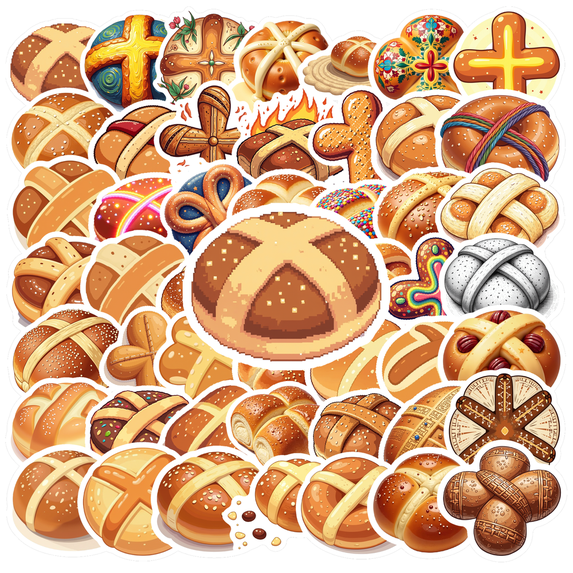 Cartoon Hot Cross Bun Stickers, Waterproof Hot Cross Bun Sticker for Water Bottle Laptop Phone Cases Planner Skateboard Luggage Helmet Party Favor Decor, Ideal for Adults Teens Teacher Rewards