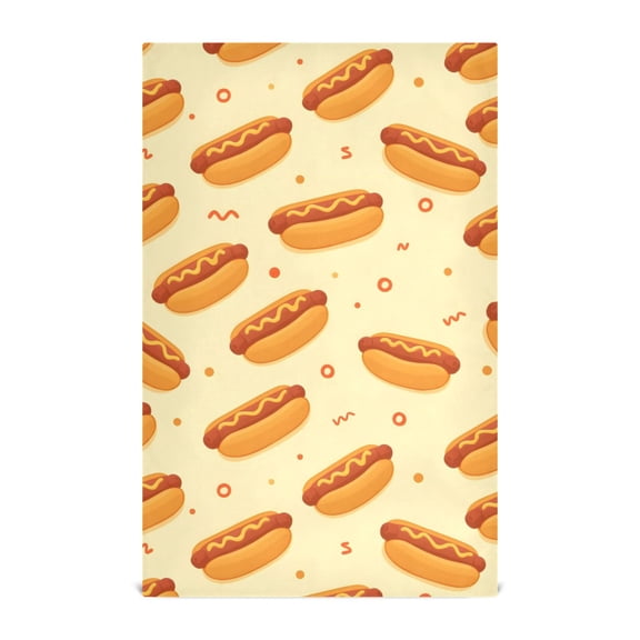 Cartoon Hot Dog Pattern Kitchen Towels Waffle Weave Decorative Tea Towels Multi Use Dishcloths 28x18in