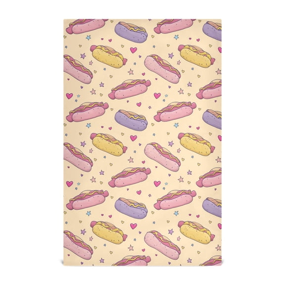 Cartoon Hot Dogs Pattern Kitchen Towels Waffle Weave Decorative Tea Towels Multi Use Dishcloths 28x18in