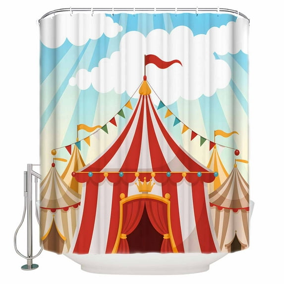 Cartoon House Bathroom Shower Curtains with 12 Hooks Polyester ...