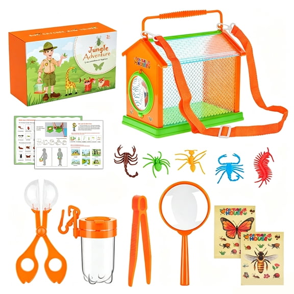 Cartoon House Insect Observation Kit, Diy Assembly Portable Bug Catching Set With 12 Pieces For Kids Outdoor Exploration And Learning Fun
