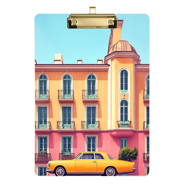 Cartoon House and Car Acrylic Clipboard with Gold Clip for Classroom