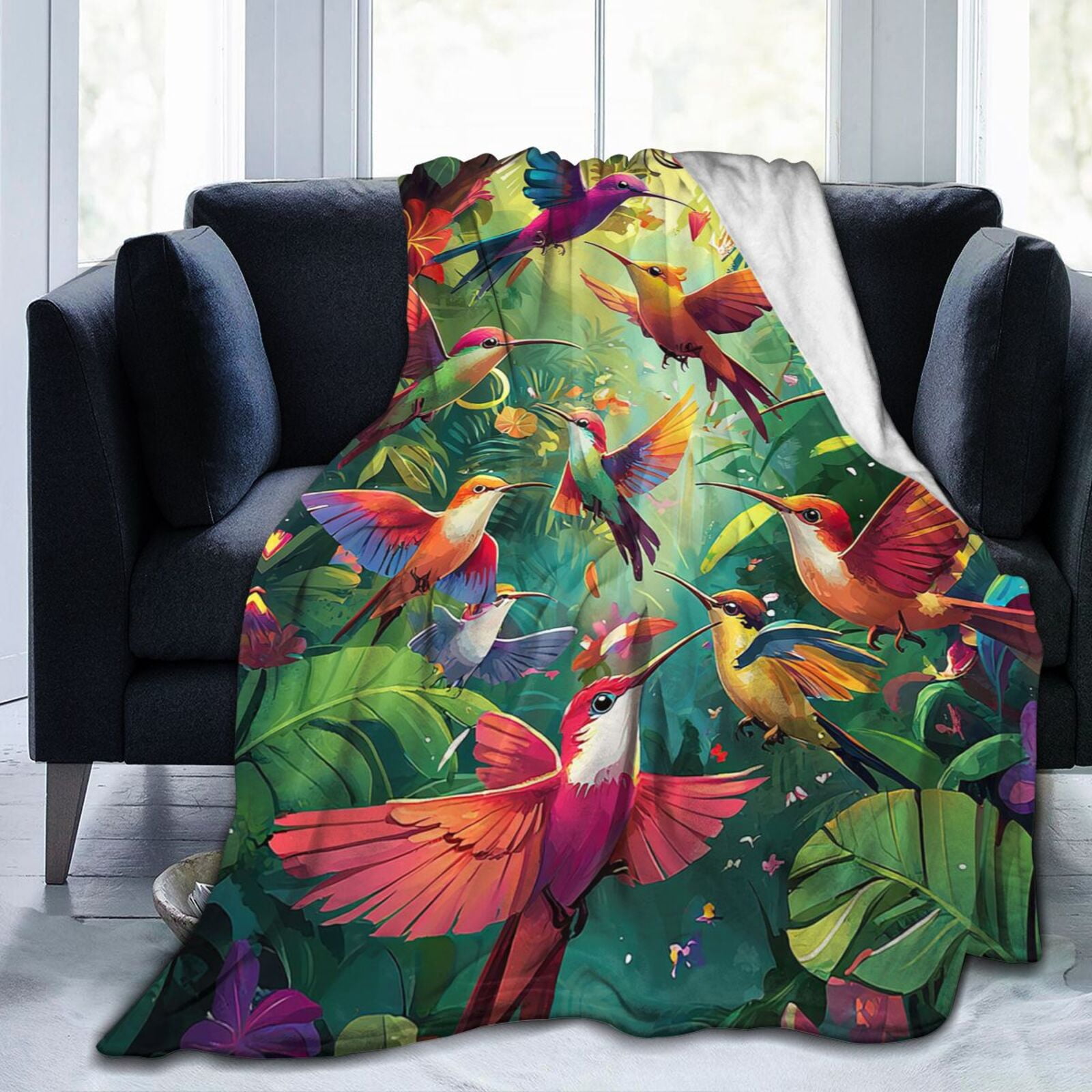 Cartoon Hummingbird Throw Blanket Ultra Soft Cozy Decorative Flannel ...