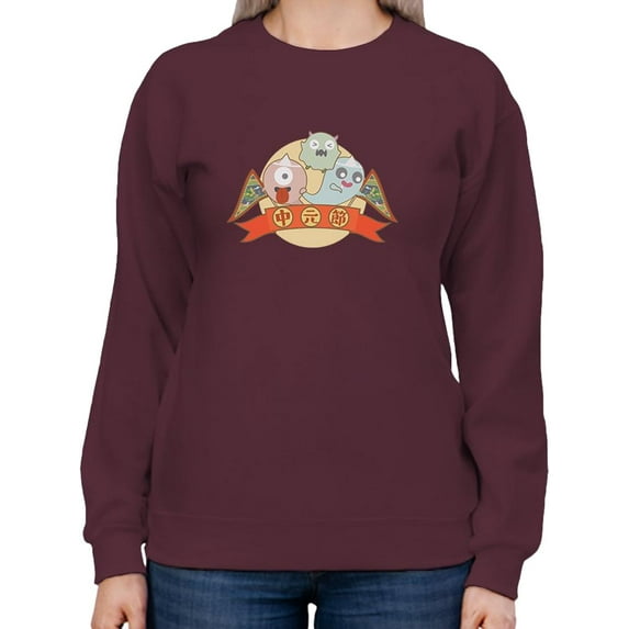 Cartoon Hungry Ghost Festival Sweatshirt Women -Image by Shutterstock, Female Small