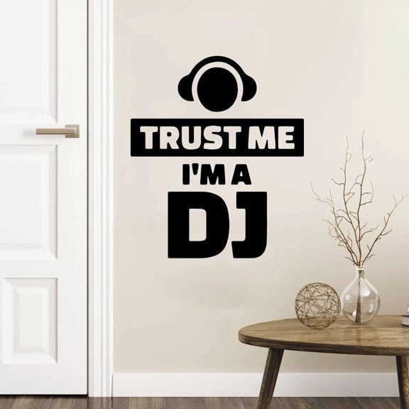 Cartoon I'm a DJ Sentence Vinyl Wall Sticker For Living Room Decor Background Wall Art Decal vinilo pared 43x50cm