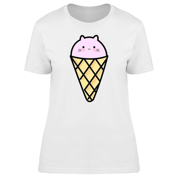 Cartoon Ice Cream Cat T-Shirt Women -Image by Shutterstock, Female Small