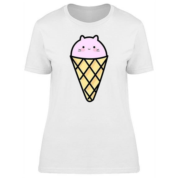 Cartoon Ice Cream Cat T-Shirt Women -Image by Shutterstock, Female x-Large
