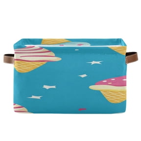 Cartoon Ice Cream Cones Stars Square Storage Bins with Handles Collapsible Containing Box 1 Pack