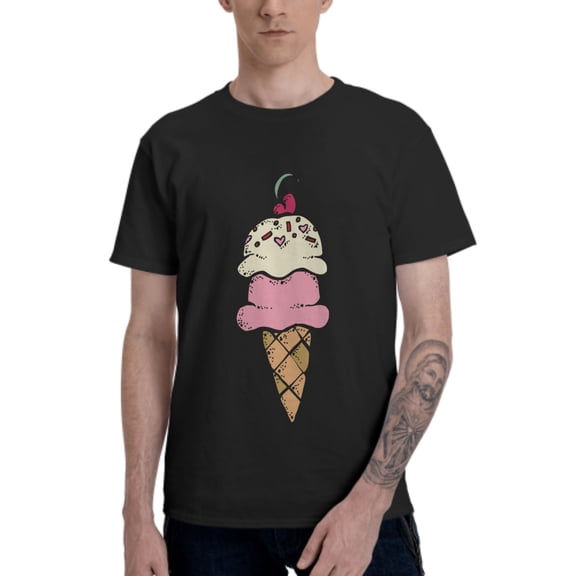 Cartoon Ice-Cream Men's T-Shirt Cotton 100% Summer Tops Fashion Casual Cartoon Ice-Cream Short Sleeves for Men Women Round Collar Top Tees