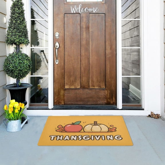 Cartoon Illustration Thanksgiving Doormats Welcome Mats Gate Pads Entryway Outdoor 32" x 20"