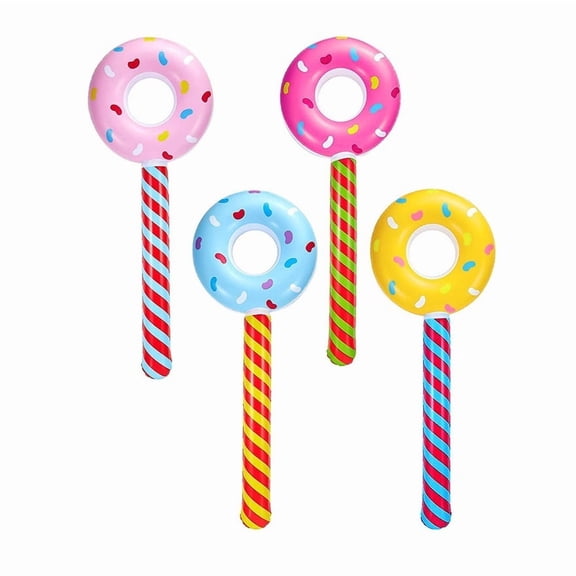 Cartoon Inflatable Lollipop Toy Set - Fun Donut-Shaped Balloons for Kids (Pack of 4)