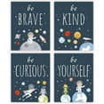 thumbnail image 1 of Cartoon Inspirational Art Print,Outer Space Planet Wall Art Painting,Motivational Quote Canvas Posters For Boys Bedroom Nursery Decor,Set of 4(8" X 10") Unframed, 1 of 4