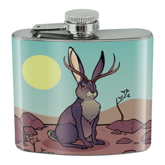 Cartoon Jackalope Stainless Steel 5oz Hip Drink Kidney Flask