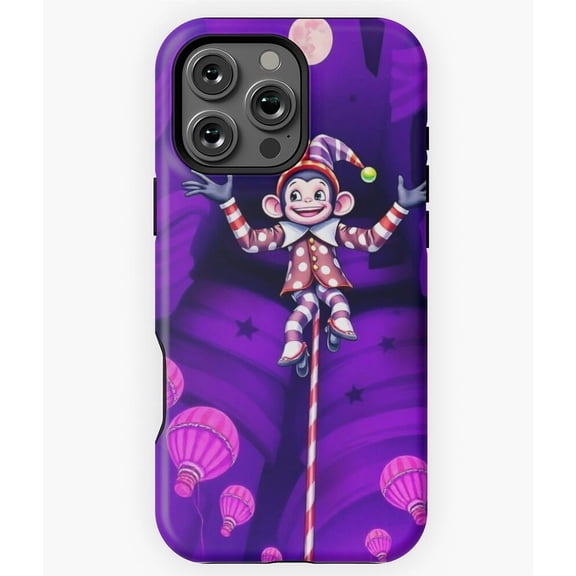 Cartoon Jester Monkey Balancing Phone Case for iPhone 16 15 14 13 12 11 Pro Max