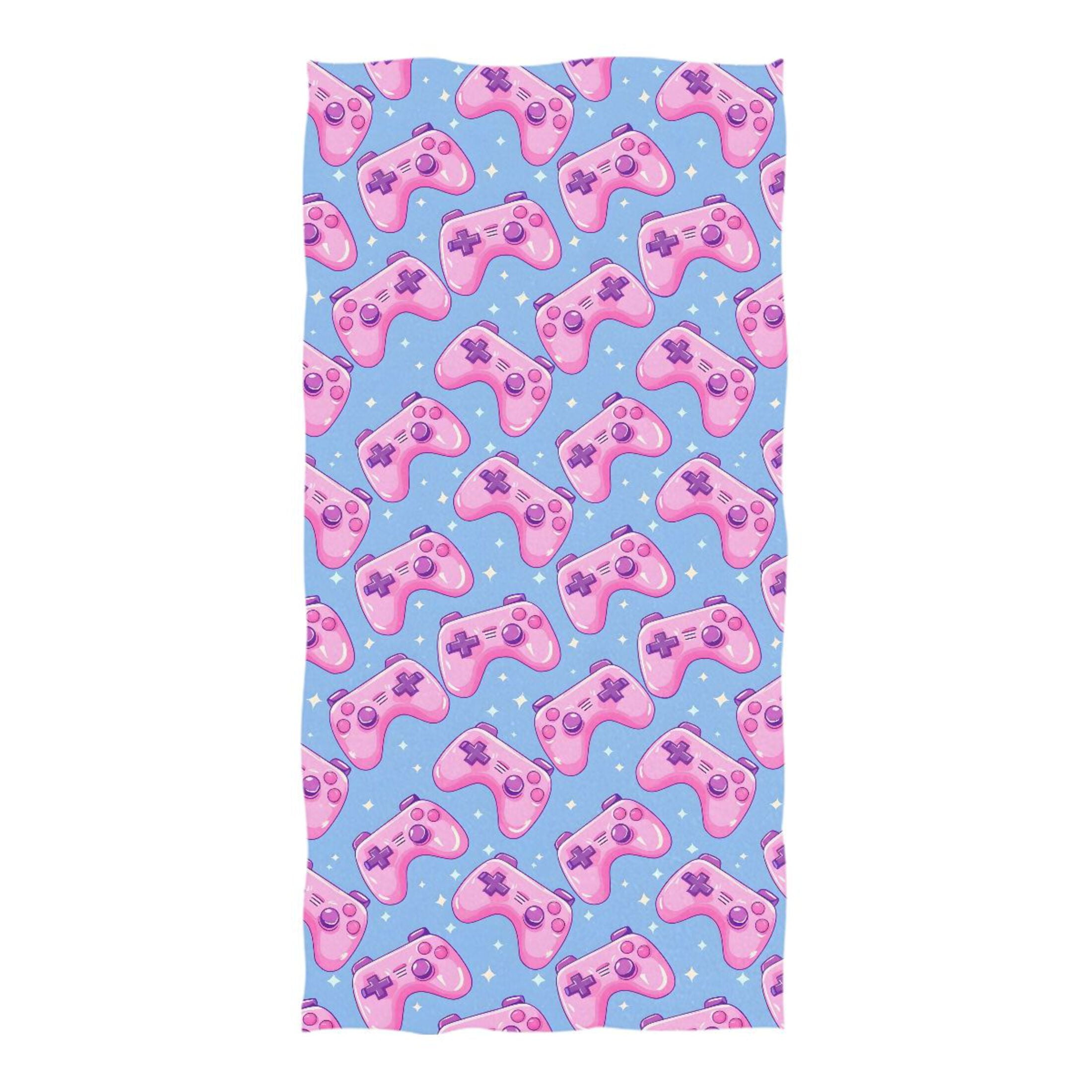 cartoon-joysticks-beach-towel-oversized-74-x37-pool-towels-soft