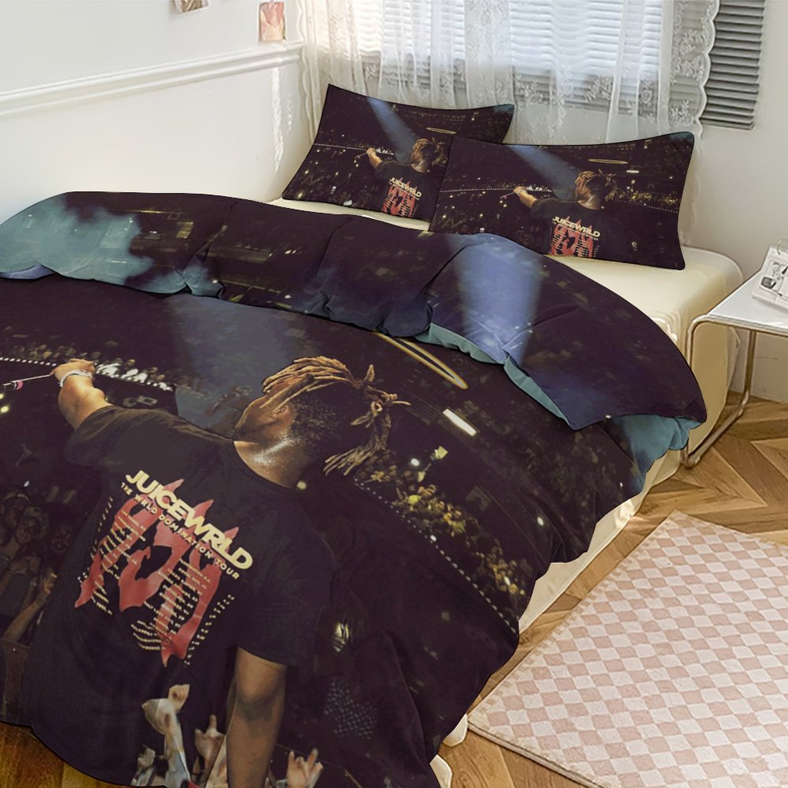 Cartoon Juice Wrld Children's Bedding Set Women's Quilt Set 3 Piece