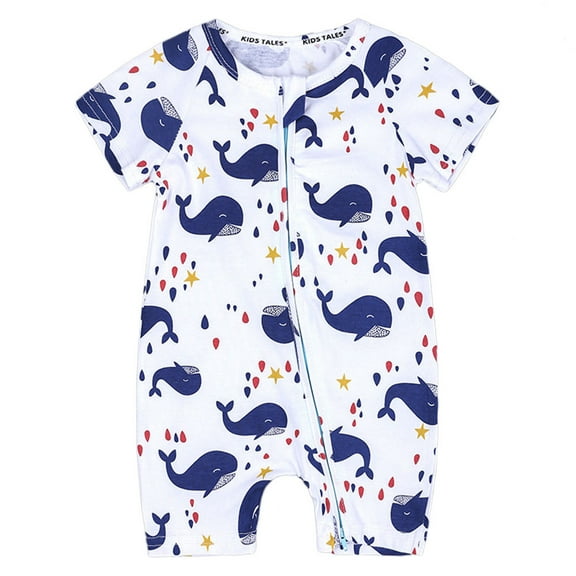 Cartoon Jumpsuit for Toddler 𝐈𝐧fant Boys Girls Clothes Animal Print Short Sleeve Romper Kids Summer Wear