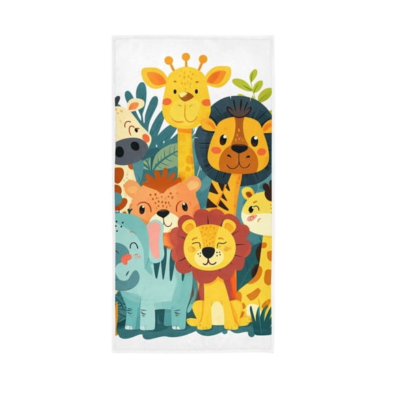 Cartoon Jungle Animals Face Towel Absorbent Hand Towels Bath Sport Gym