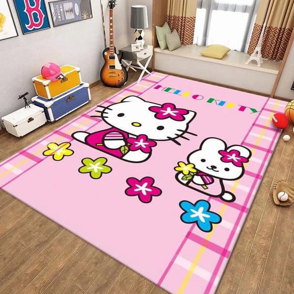 Cartoon KT Cat  Home Carpet Bedroom Bedside Rug Living Room Decoration Carpet Full-size Floor Mat