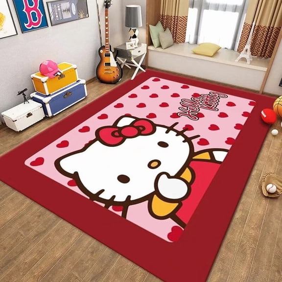 Cartoon KT Cat Home Carpet Bedroom Bedside Rug  Sofa Area Rug Living Room Floor Mat Decorative Carpet
