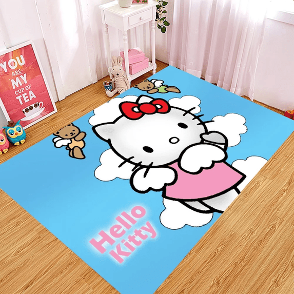 Cartoon KT Cat Home Rug Living Room Carpet Bedroom Decoration Bedside Rug Full Covering Large Size Floor Mat