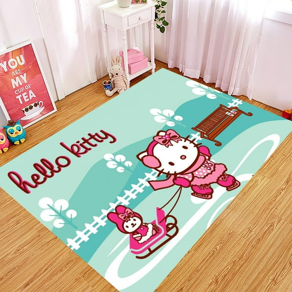 Cartoon KT Cat Rug Ins Style Home Rug Living Room Carpet Bedroom Decoration Bedside Rug Full Covering Large Size Crawling Game Mat