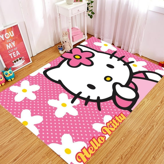 Cartoon KT Cat Rug Ins Style Home Rug Living Room Carpet Bedroom Decoration Bedside Rug Full Covering Large Size Crawling Game Mat