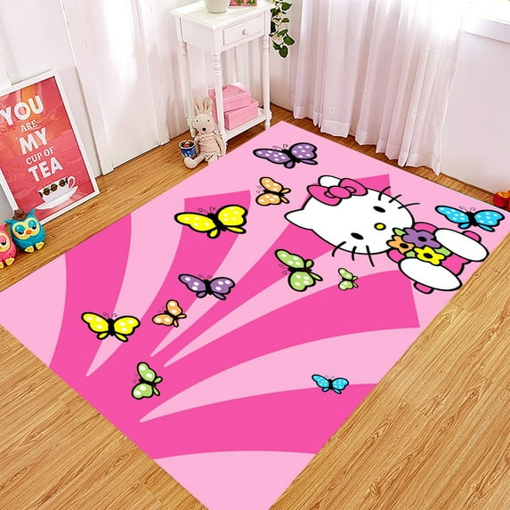 Cartoon KT Cat Rug Ins Style Home Rug Living Room Carpet Bedroom Decoration Bedside Rug Full Covering Large Size Crawling Game Mat