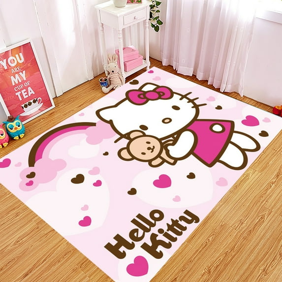 Cartoon KT Cat Rug Ins Style Home Rug Living Room Carpet Bedroom Decoration Bedside Rug Full Covering Large Size Crawling Game Mat