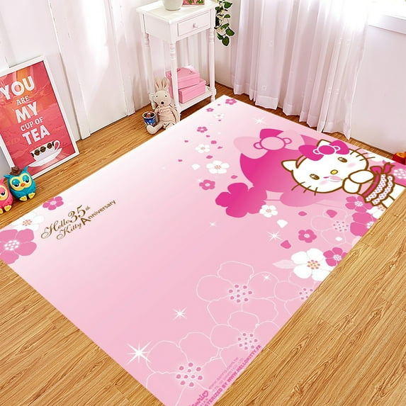 Cartoon KT Cat Rug Ins Style Home Rug Living Room Carpet Bedroom Decoration Bedside Rug Full Covering Large Size Crawling Game Mat