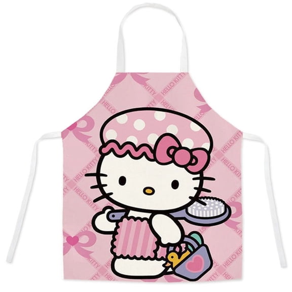 Cartoon KT Cotton-like Work Apron with Cute Cartoon Patterns -  Sleeveless Kitchen Apron for Housework