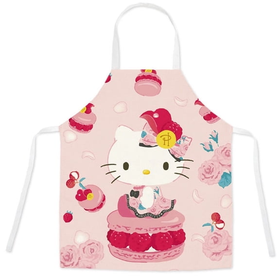 Cartoon KT Cotton-like Work Apron with Cute Cartoon Patterns -  Sleeveless Kitchen Apron for Housework