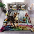 thumbnail image 1 of Cartoon Kawaii Cat Comforter Set Twin Size 3D Animals Flower Toddler Bedding Set Cat Lovers Animal Bubble Design Quilt Bed Set for Girls Kids Teens Cat Lovers Animal Decor Bedroom, 1 of 6