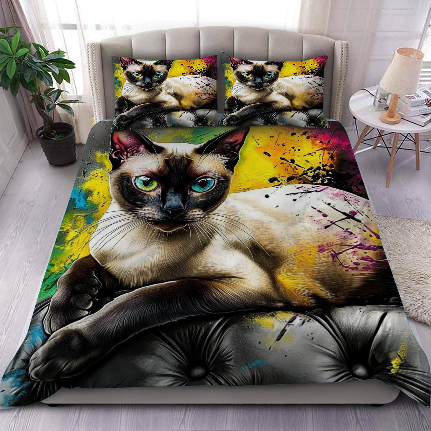 Cartoon Kawaii Cat Comforter Set Twin Size 3D Animals Flower Toddler ...