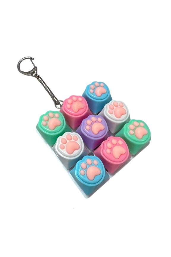 Cartoon Keyboards Clicks Keychain Toy Keycap Tester Stress Reliever Featuring 9 Mechanical Switches Button